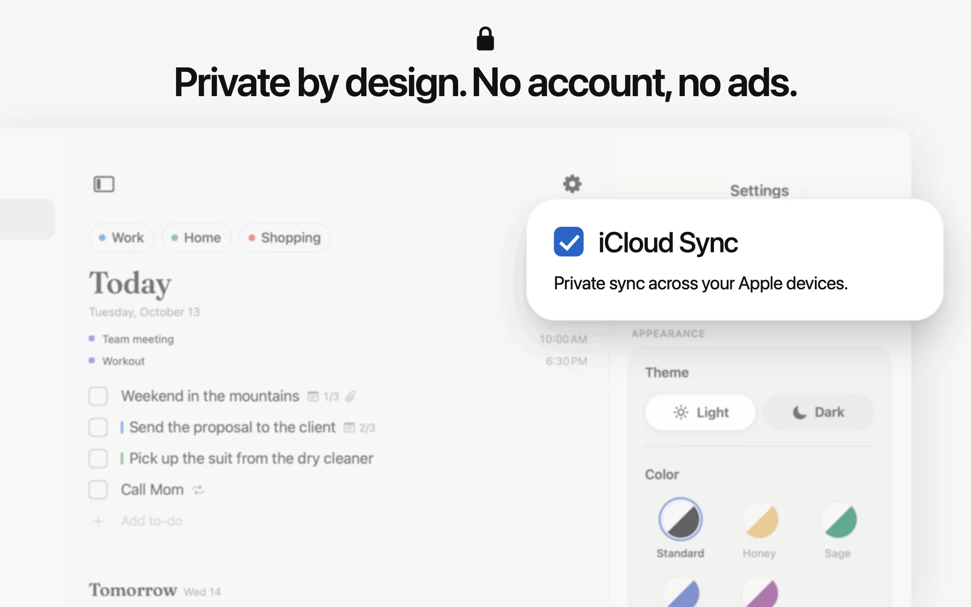 The iCloud Sync switch in Lumiri Todo’s settings on a Mac: private sync across your Apple devices